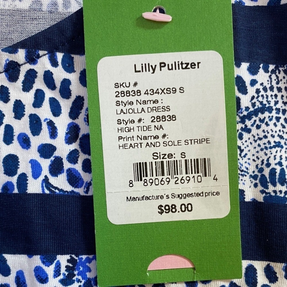 Lilly Pulitzer LaJolla Dress High Tide Heart and Sole Stripe - S NWT - Picture 7 of 12